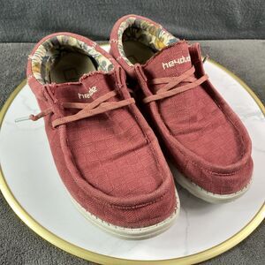 HEY DUDE Wally Break Red Men's 7 Women's 9  Euro 40 Slip-On Canvas Comfort